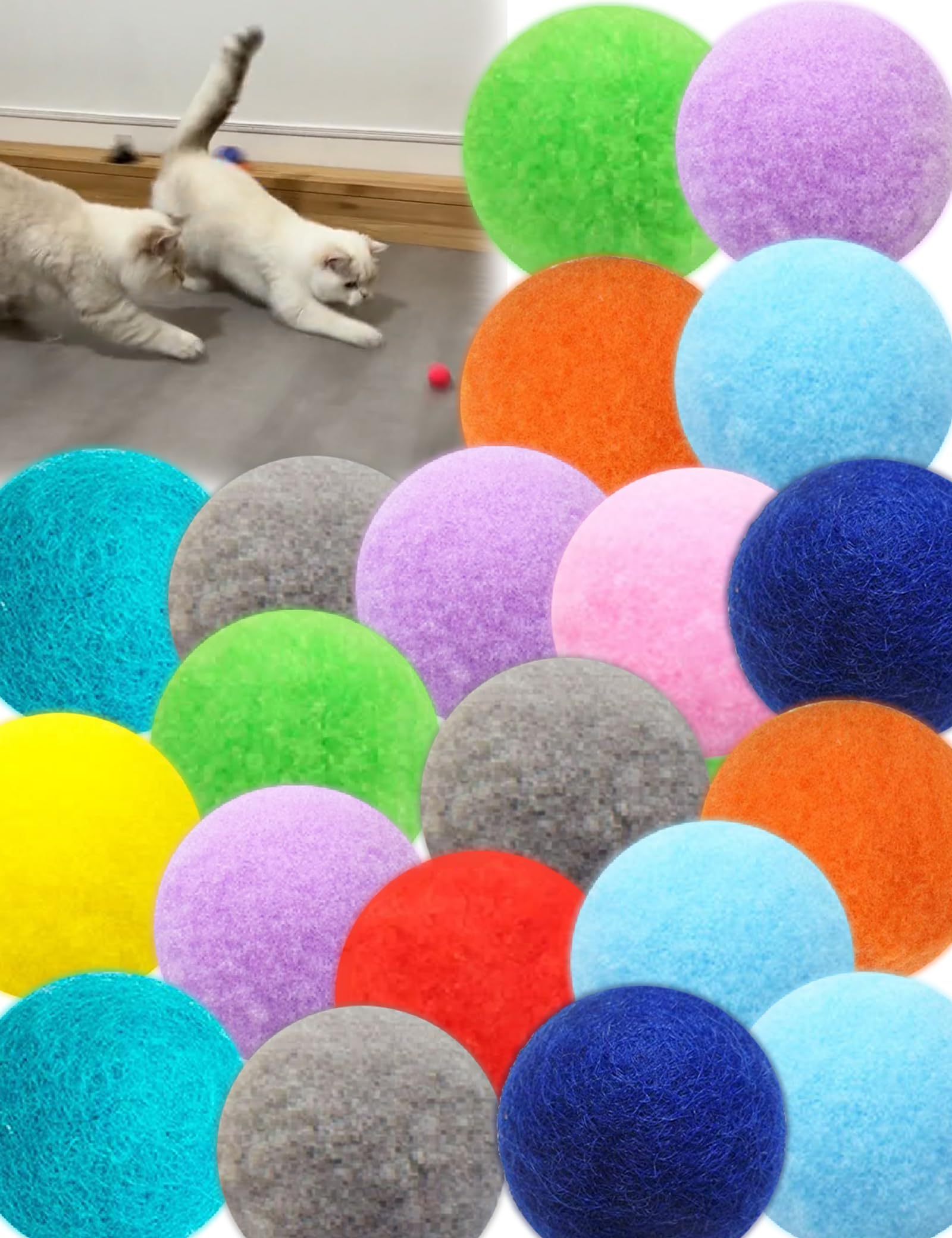 40 PCS Colorful Cat Balls - Interactive Cat Toys for Indoor Kittens & Adult Cats - Promotes Agility & Playfulness - Perfect for Small & Medium Breed Sizes - Great for Playtime, Exercise & Bonding with Your Feline Friend