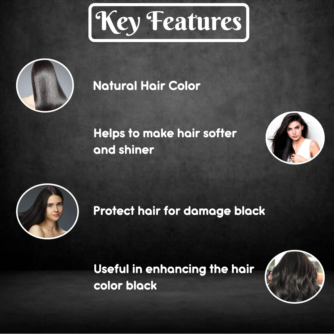 VedicAyurvedas Bio-Organic Natural Pure Henna Hair Color - 100% Gray Coverage, Ammonia-Free, Black Shade (4 Sachets) for Smooth Silky Hair | Safe Herbal Hair Dye for Women & Men | Perfect for Home Use, Salon Results, and Covering Gray Hair Naturally