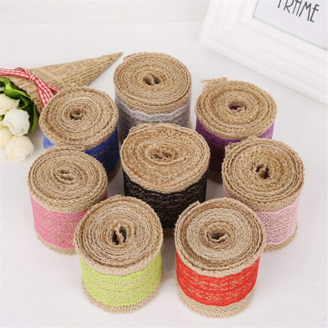 6cm x 2M Linen Lace Ribbon Roll - Elegant DIY Twine Tape for Gift Wrapping, Wedding Decor, Birthday Party, Scrapbooking & Craft Projects (Natural White)