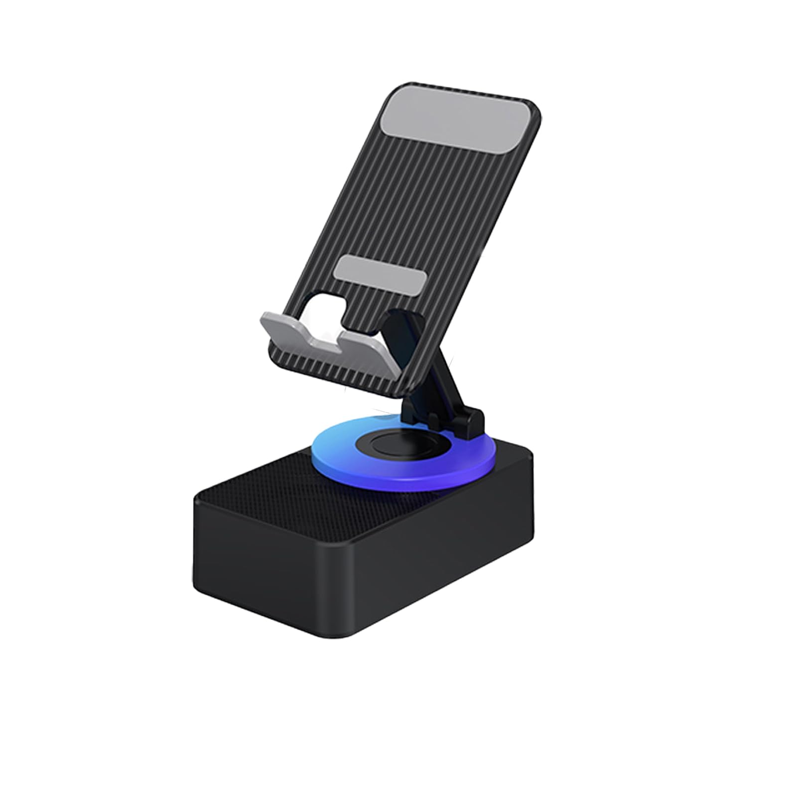Wireless Bluetooth Speaker Phone Stand with Power Bank - Portable Cell Phone Holder & Charger for Home, Office, and Car Use (Black)