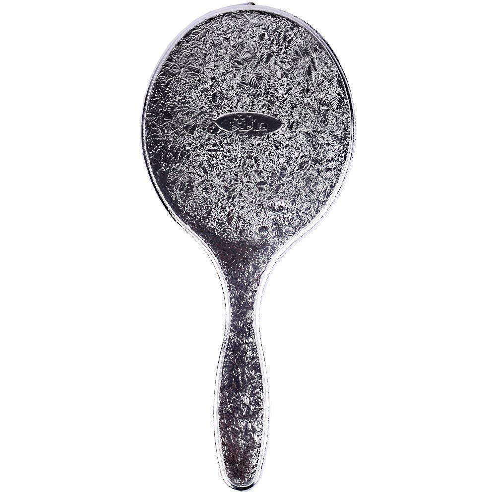 INAAYA Designer Handheld Makeup Mirror with Handle - Lightweight Travel Mirror for Women & Men (Silver, 25g) - Perfect for Home, Travel, and Professional Makeup Application