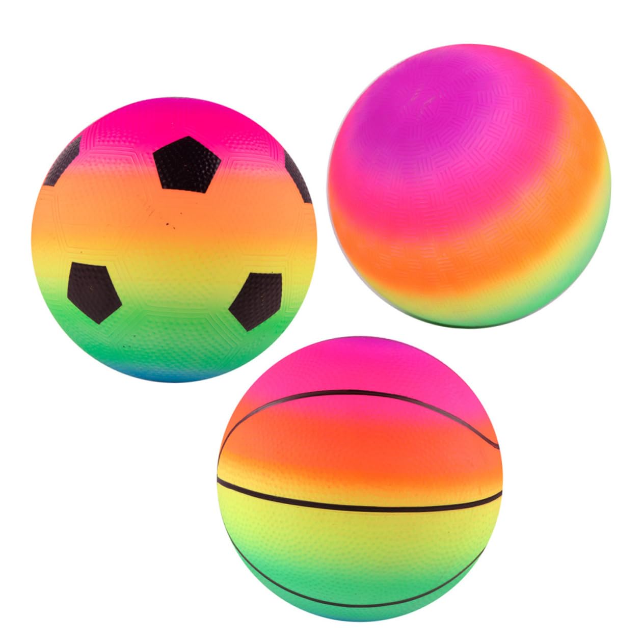 KONTONTY 3-Pack Rainbow Water Bouncing Balls - Inflatable PVC Handball for Kids Outdoor Play, Sports & Pool Games - Colorful Bouncing Basketball Toys for Beach, Backyard & Summer Activities