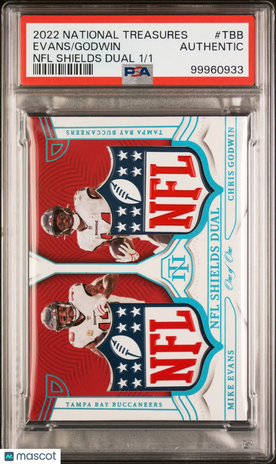 2022 Panini National Treasures NFL Shields Dual 1/1 C. Godwin/M. Evans PSA Authenticated - Rare Football Trading Card for Collectors & Investors - Perfect for Sports Memorabilia Displays & Auctions