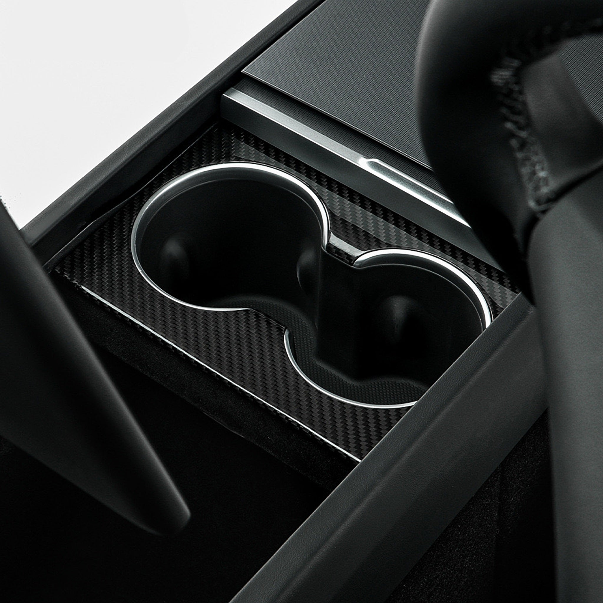 Premium Real Carbon Fiber Cup Holder Covers for Tesla Model 3 Highland (2024+) - Front & Rear Set - Luxury Interior Upgrade for Car Enthusiasts & Tesla Owners - Perfect for Daily Commute, Road Trips & Show Car Events