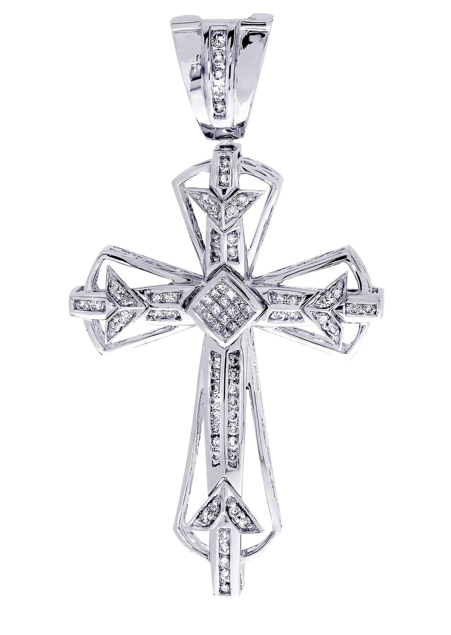 0.93 Carat Diamond Cross Pendant Necklace - 17.74 Grams Solid Gold Religious Jewelry for Women - Perfect for Baptism, First Communion & Easter Gifts