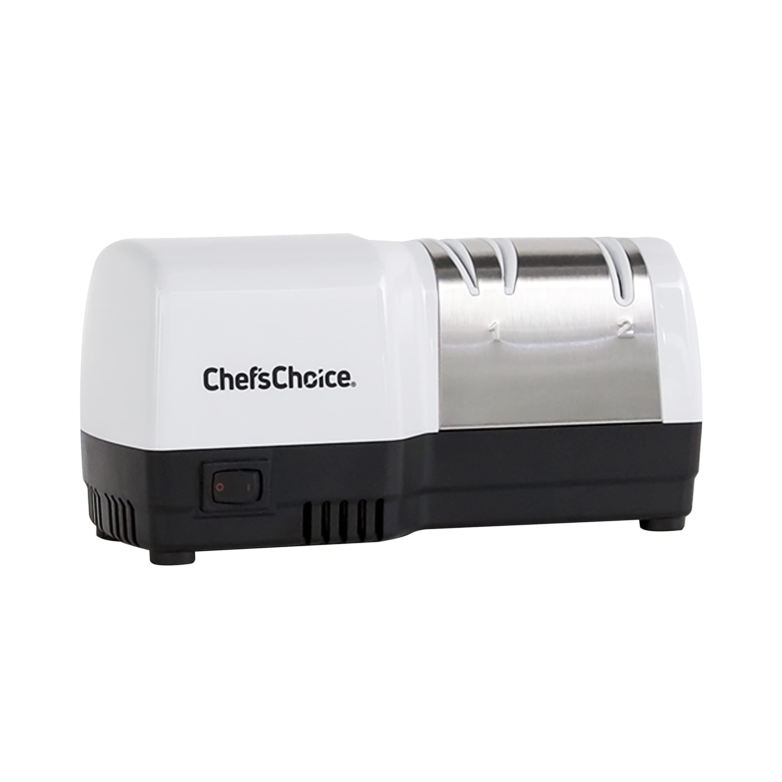 Chef’sChoice Hybrid Knife Sharpener – Electric & Manual 2-Stage Sharpening for 20° Straight-Edge & Serrated Knives | 100% Diamond Abrasives & Precision Angle Guides | White | Perfect for Home Kitchens & Professional Chefs