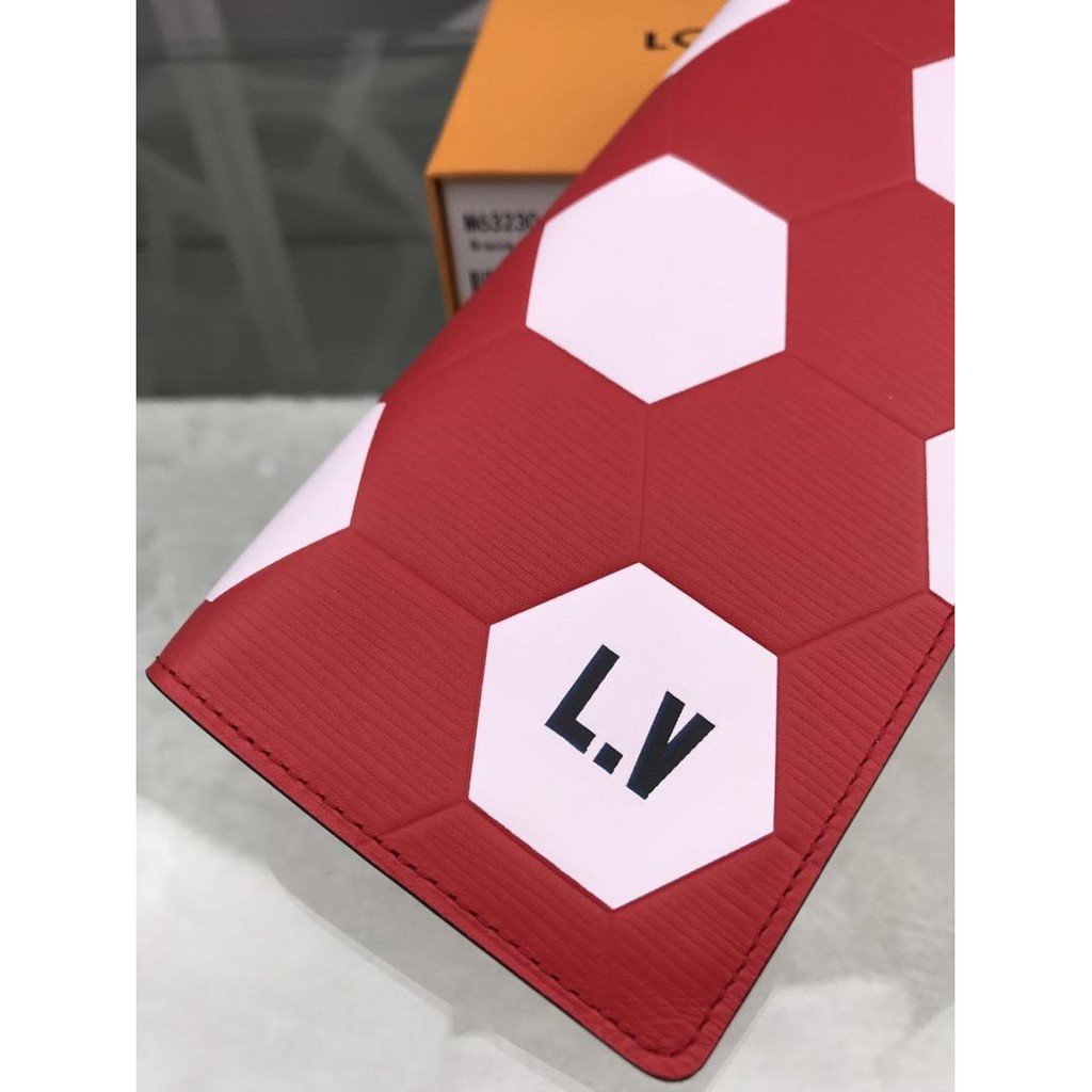 Authentic LV Brazza Wallet in Epi Leather - Hexagon Design & Vibrant Red | Luxury Men's Bifold Wallet for Everyday Use & Gifting