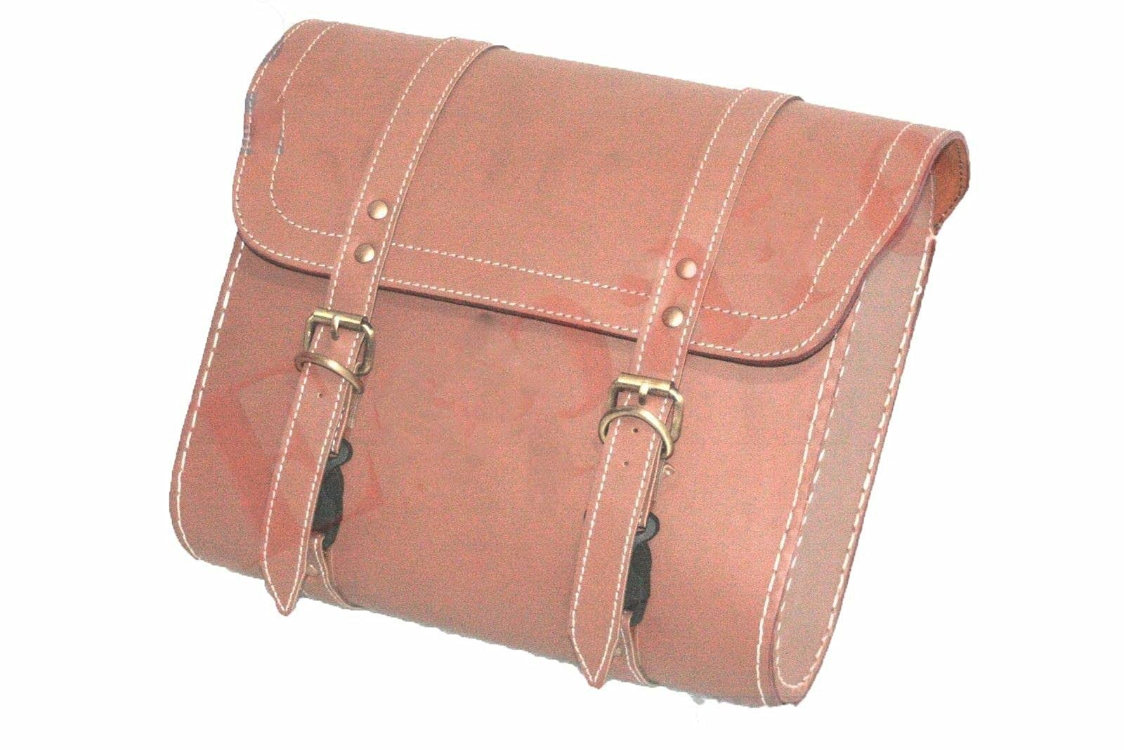 Genuine Leather Side Luggage Saddle Bag - Universal Fit Customizable Camel Color - Perfect for Travel, Work & Everyday Use