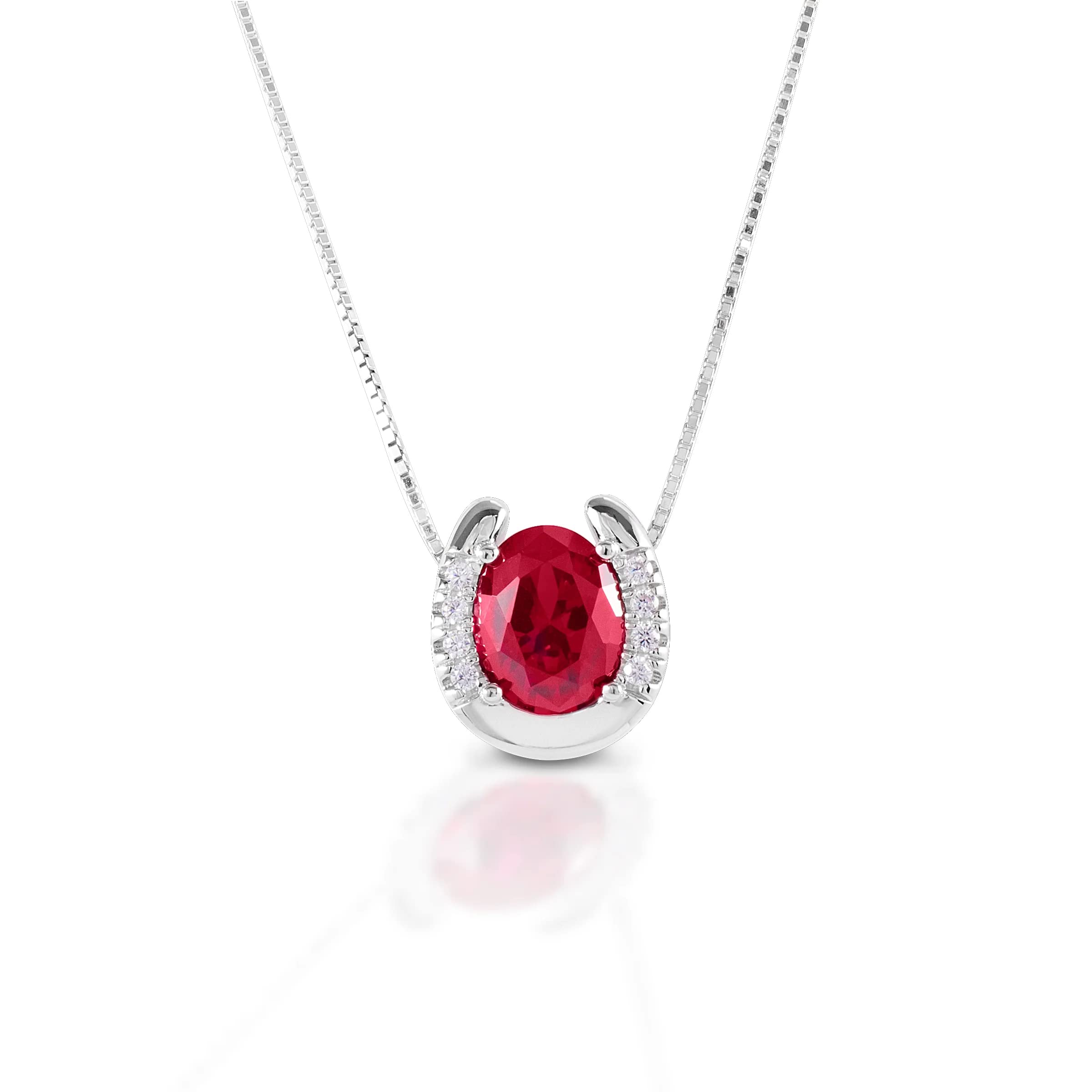 Red Stone Horseshoe Necklace - Sterling Silver Pendant for Good Luck & Protection | Perfect Gift for Women, Birthday, Anniversary | Wear for Special Occasions & Everyday Style