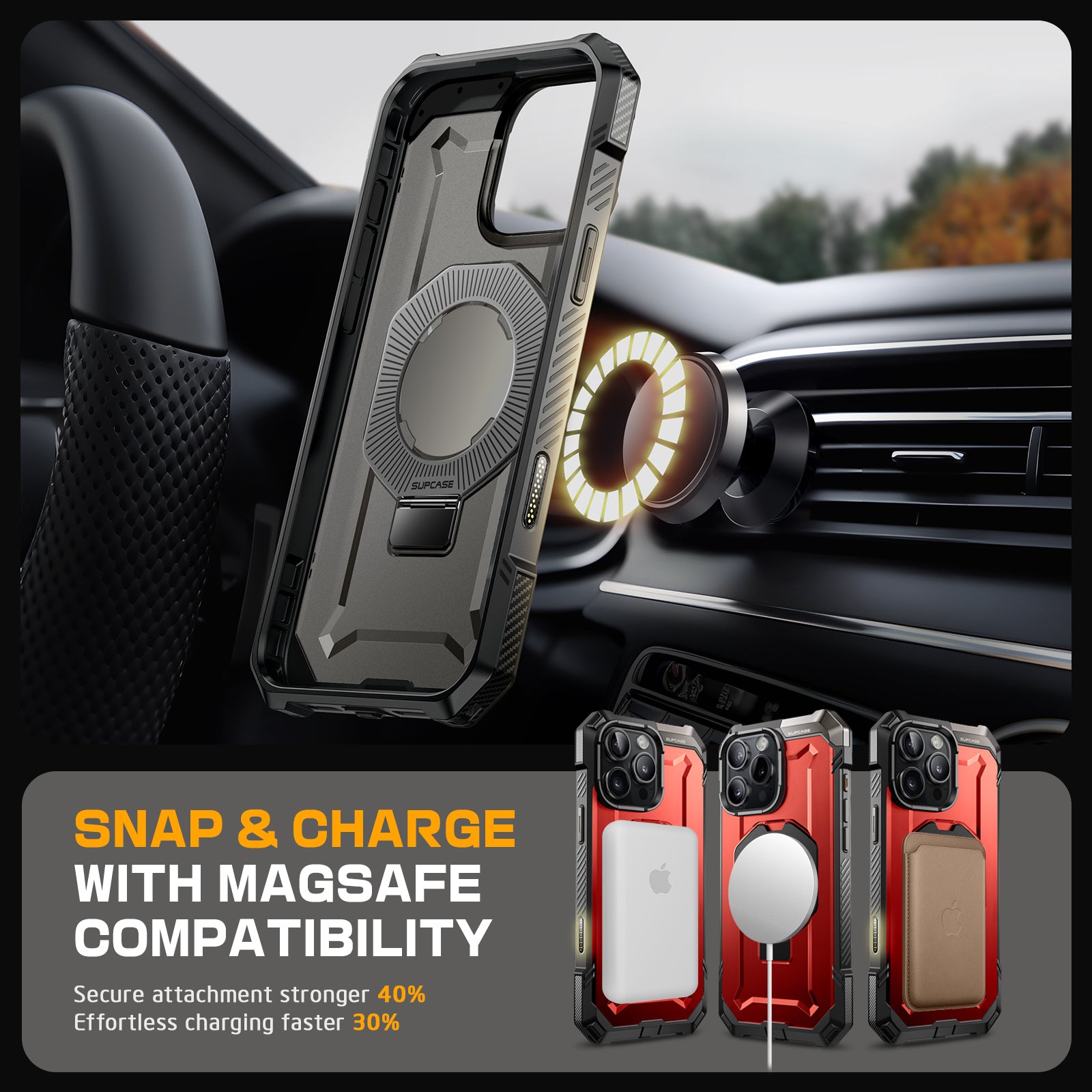 iPhone 16 Pro Max Case with MagSafe - 6.9 Inch Shockproof Phone Cover, UB Grip & Camera Control Button, Metallic Red - Perfect for Outdoor Adventures & Daily Protection