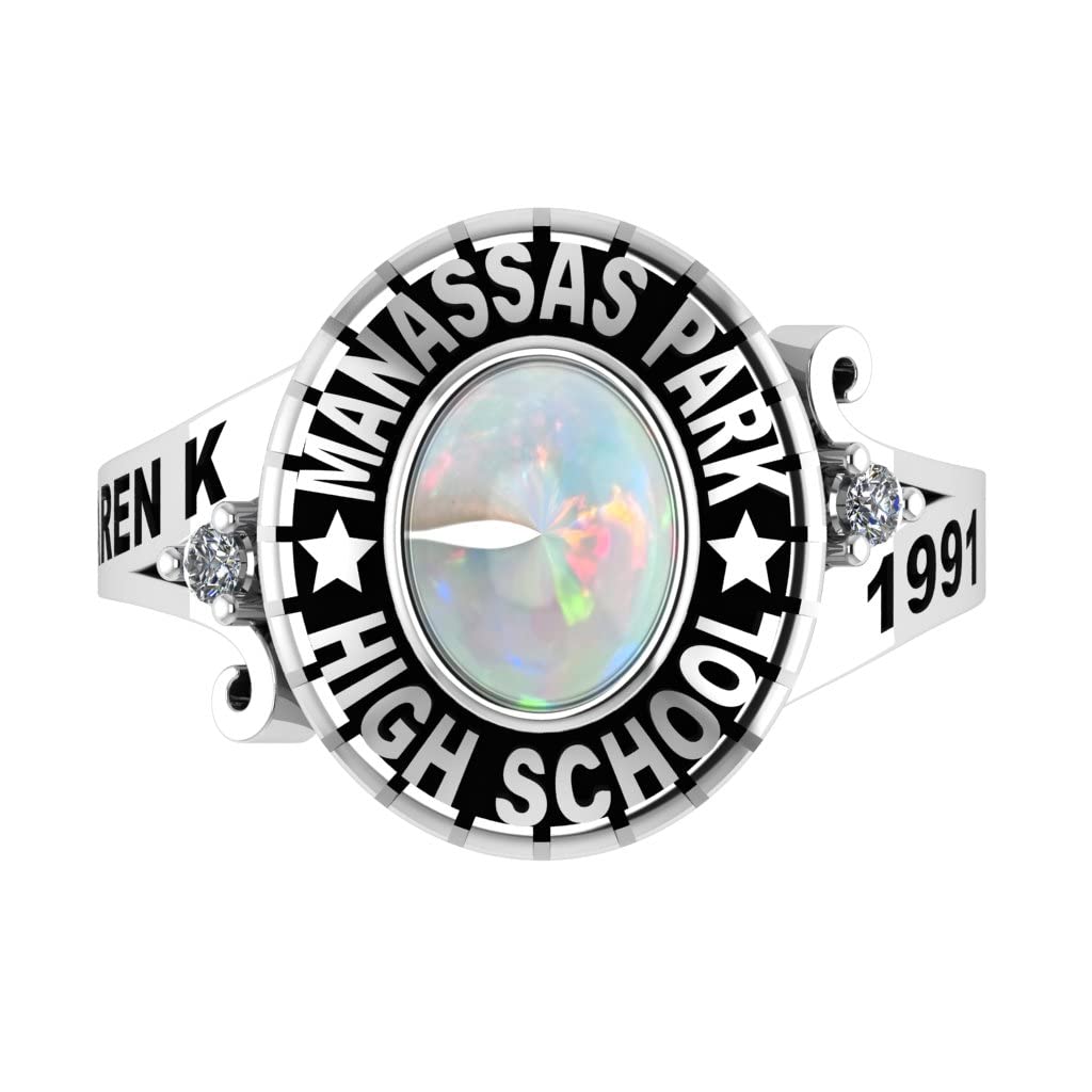 2022, 2023, 2024 Graduation Opal Class Ring - Custom 925 Silver School Ring Jewelry for Women | Perfect Gift for Graduation Ceremonies & Alumni Events