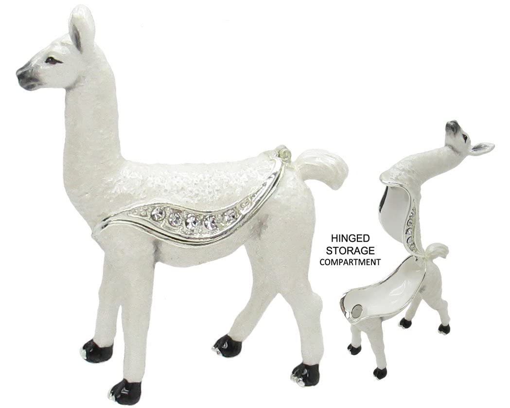 Exquisite Llama Jeweled Trinket Box with Genuine Austrian Crystals - Perfect for Jewelry Storage, Gift Giving & Home Decor