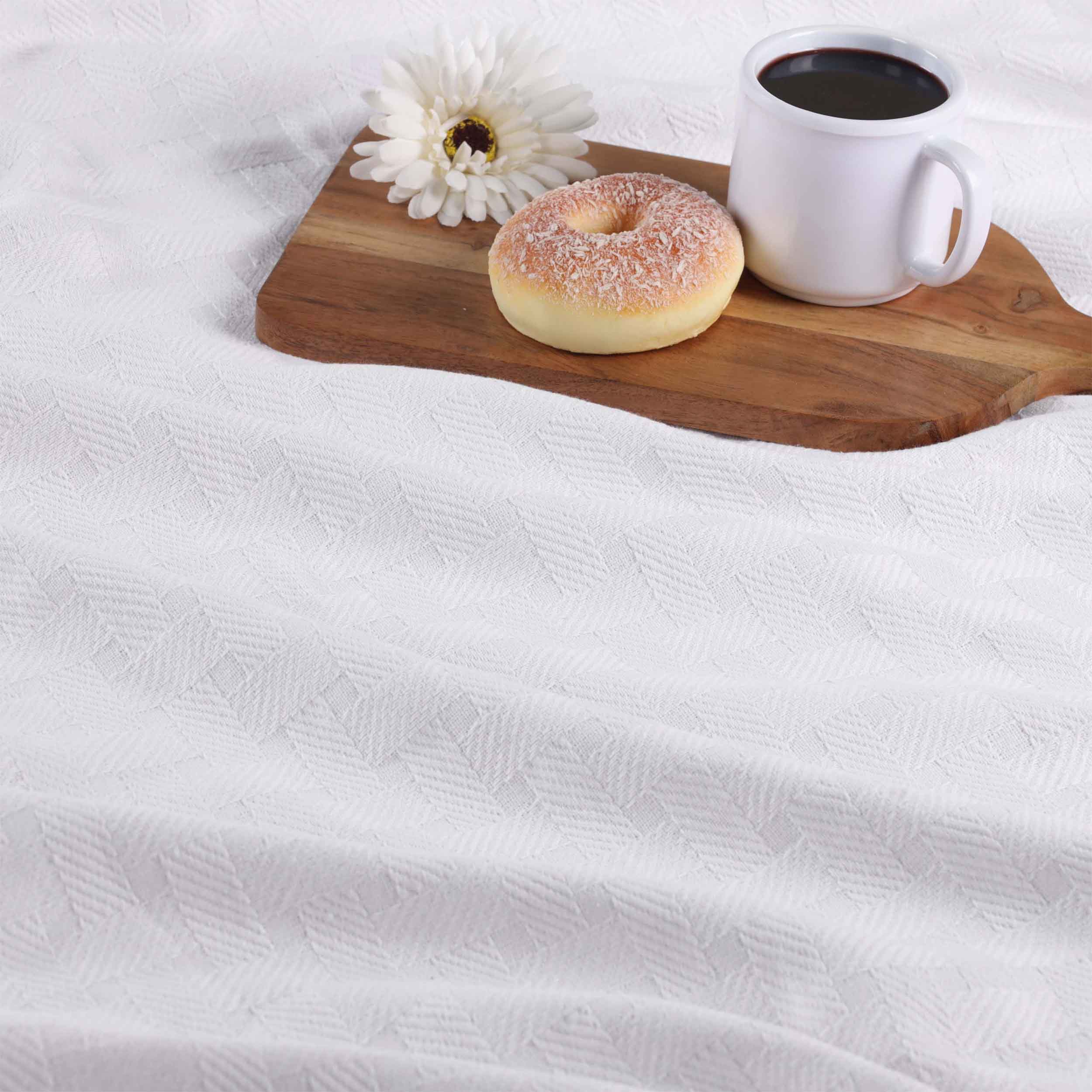 Soft Basketweave All-Season Cotton Bed Blanket & Sofa Throw - Lightweight Breathable Blanket for Bedroom, Living Room, Travel and Outdoor Use
