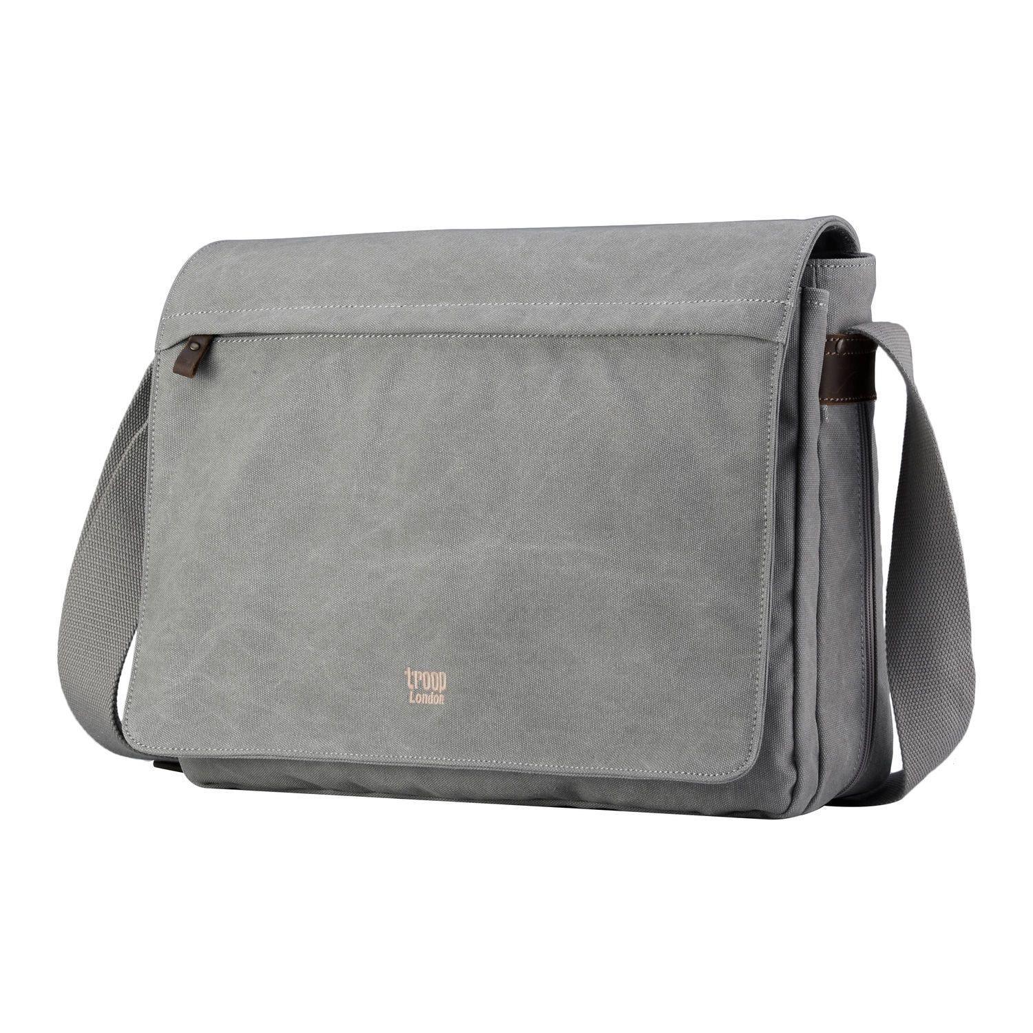 TRP0371 Troop London Classic Canvas Laptop Messenger Bag - Large 18 Inch Diagonal - Perfect for Work, Travel & College