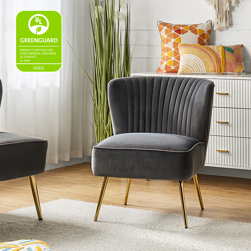 Lola Velvet Side Chair - Modern Upholstered Accent Chair for Living Room, Bedroom & Office - Soft Velvet Fabric with Sturdy Wooden Legs - Perfect for Dining, Lounge & Home Decor