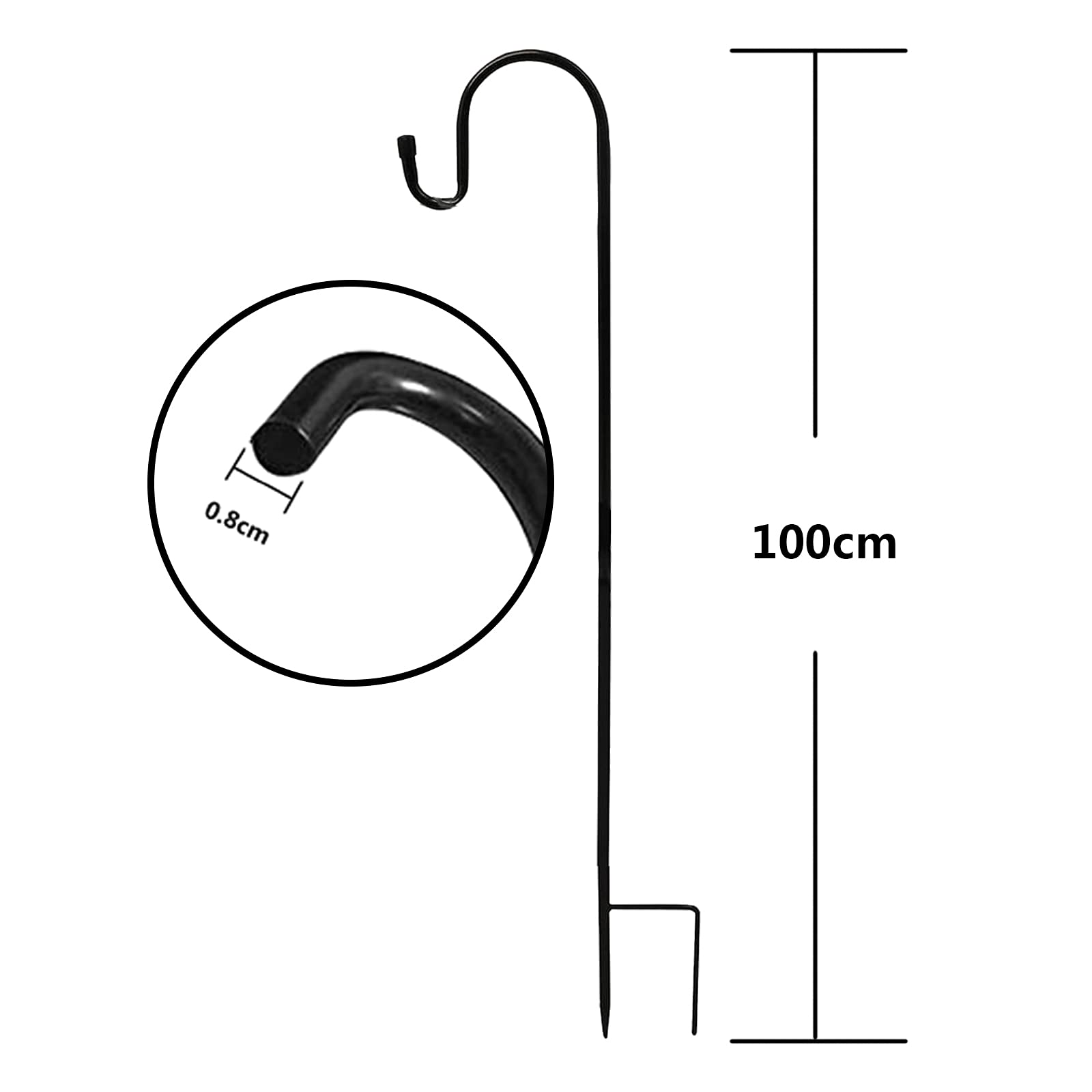 XFF Adjustable Shepherd Hooks 2 Pack - 39 Inch Heavy Duty Metal Garden Hooks for Hanging Bird Feeders, Solar Lights, Flower Baskets, Lanterns & Outdoor Decor (Black) - Perfect for Patio, Yard, Garden & Wedding Decorations