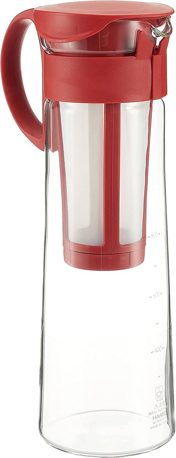 Hario Mizudashi Cold Brew Coffee Maker - 1.0L Red Iced Coffee Brewer for Home & Office | Perfect for Smooth, Low-Acid Cold Brew Coffee