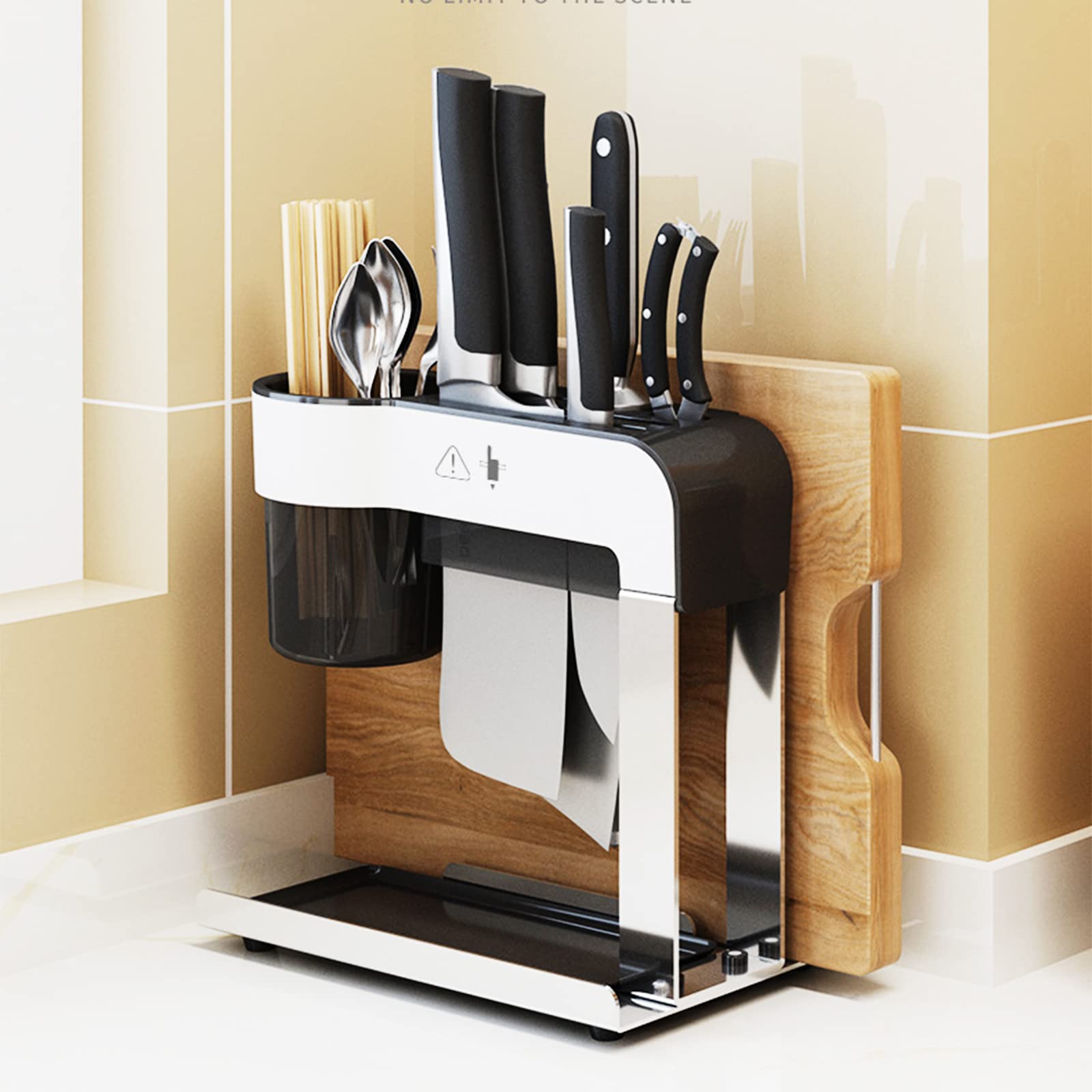 Futchoy Pullable Integrated Kitchen Blade Holder & Chopstick Cage - Knife Stand, Drain Storage Organizer for Efficient Kitchen Shelf Organization in Small Spaces