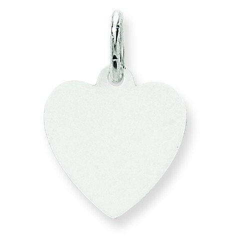 14K White Gold Solid Polished Engravable Heart Charm Pendant Necklace - .027 Gauge, Personalized Jewelry Gift for Women, Girlfriend, Wife - Perfect for Anniversaries, Valentine's Day & Special Occasions