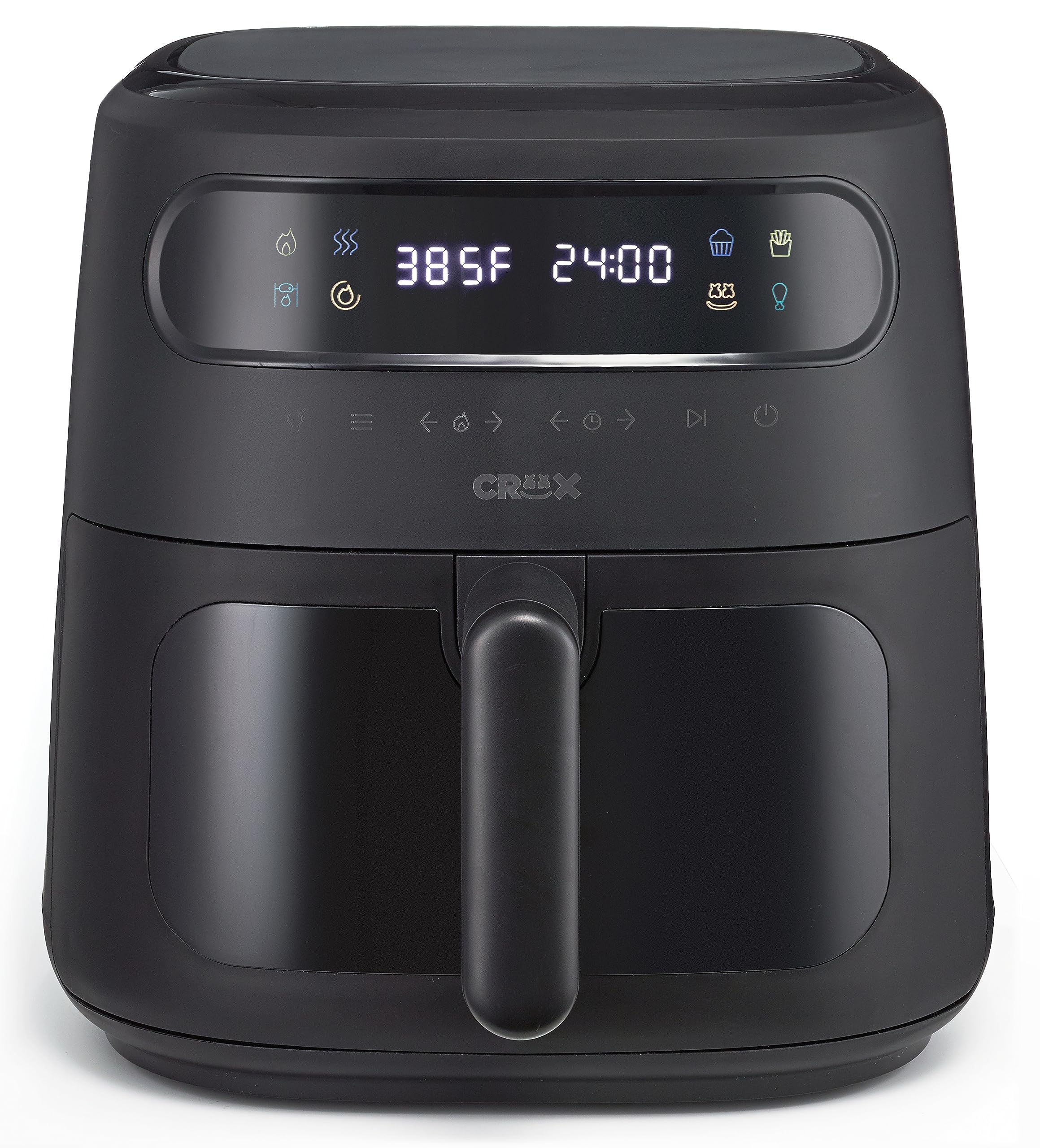 CRUX x Marshmello 8.0 QT Digital Air Fryer with TurboCrisp Technology - Touch Screen Controls, Timer, Auto Shut-off - Fully Programmable Air Fryer with Silicone Liner (Black) - Perfect for Family Cooking, Healthy Meals & Quick Snacks