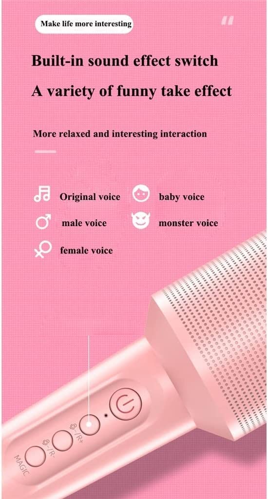 ZWYUAN Wireless Bluetooth Karaoke Microphone for Kids & Adults - Portable Handheld Singing Mic with Built-in Speaker, Recording, and Music Player - Perfect for Home KTV, Parties, and Travel (Pink)