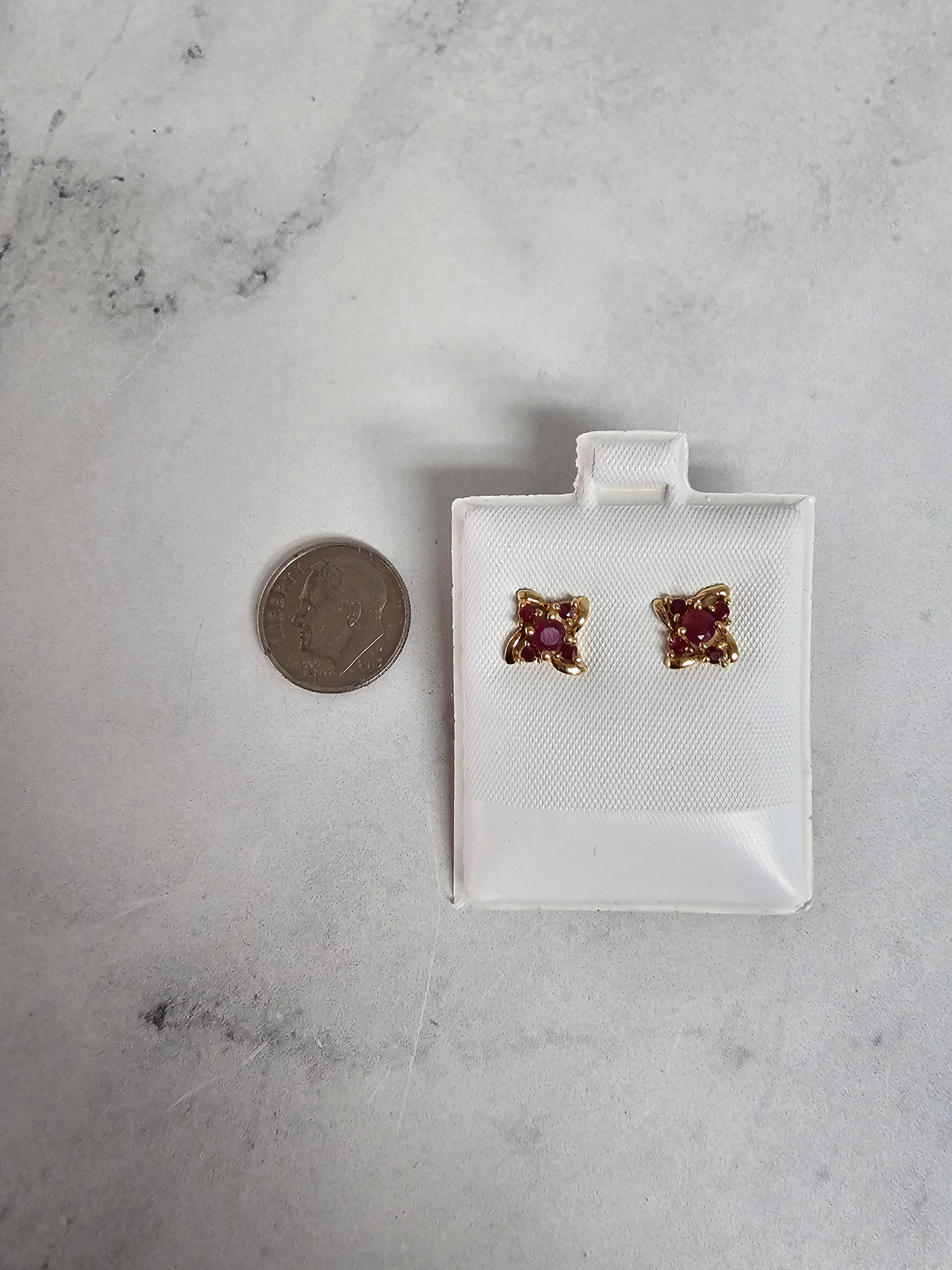 14K Gold Ruby Marquise Cluster Earrings for Women – Elegant Dangle Drop Earrings for Parties, Weddings & Special Occasions