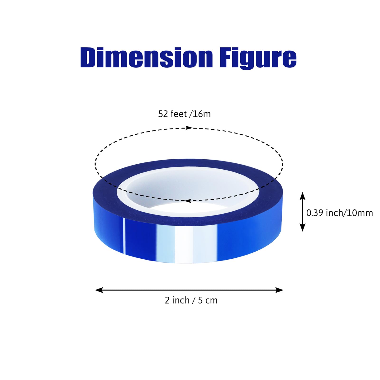 4 Rolls 10mm x 16m (52FT) High Temperature Heat Resistant Tape - Blue Heat Transfer Tape for Sublimation Press, Vinyl, No Residue - Perfect for T-Shirt Printing, DIY Crafts & Heat Press Projects