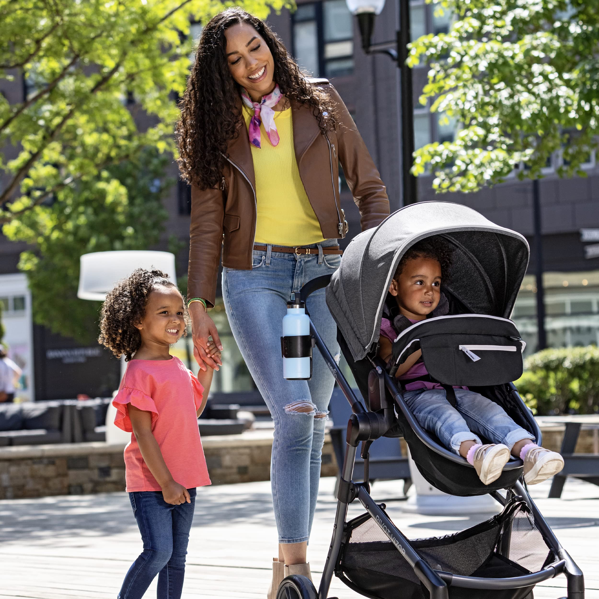 Evenflo Pivot Vizor Travel System with LiteMax Infant Car Seat - Stroller & Car Seat Combo for Newborns to Toddlers (Promenade Blue) | Perfect for Daily Walks, Shopping & Family Outings