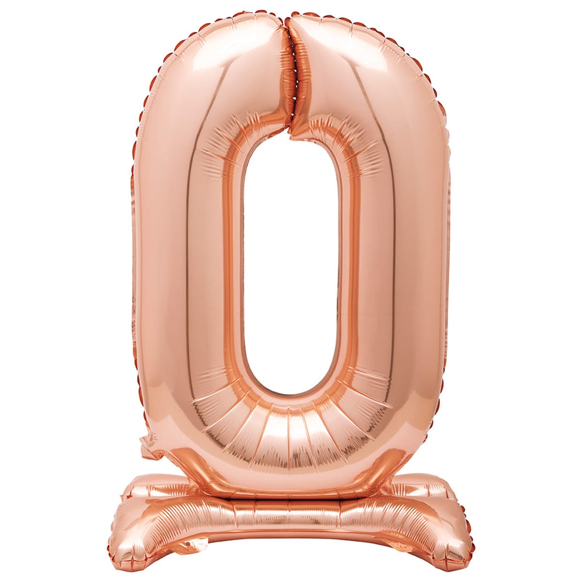 34 Inch Rose Gold Number 0 Foil Balloon - Air Filled Standing Decoration for Birthdays, Weddings & Parties