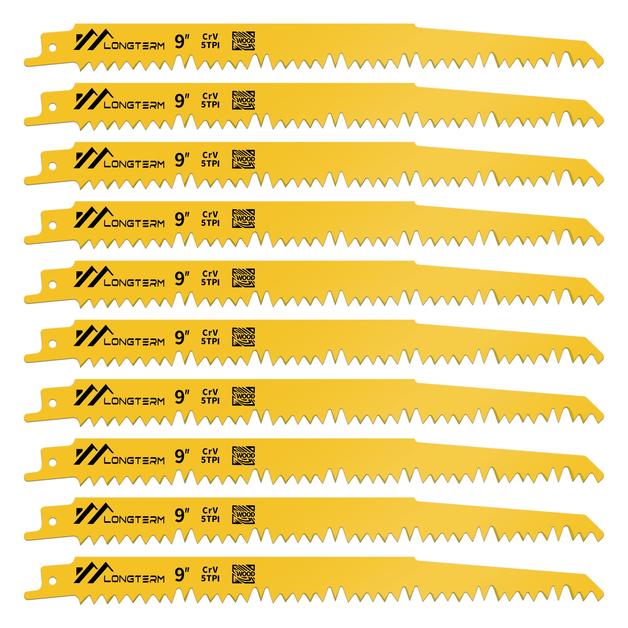10-9 Inch Reciprocating Saw Blades Set - High Performance Metal, PVC & Wood Cutting Blades with Storage Pouch - Ideal for DIY Projects, Construction, and Garden Pruning