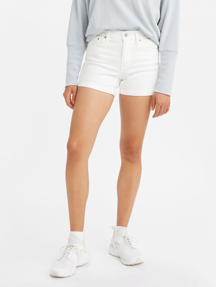 Levi's 299650067 Women's Mid Length Denim Shorts in Chalk White - Perfect for Summer Outfits & Casual Wear