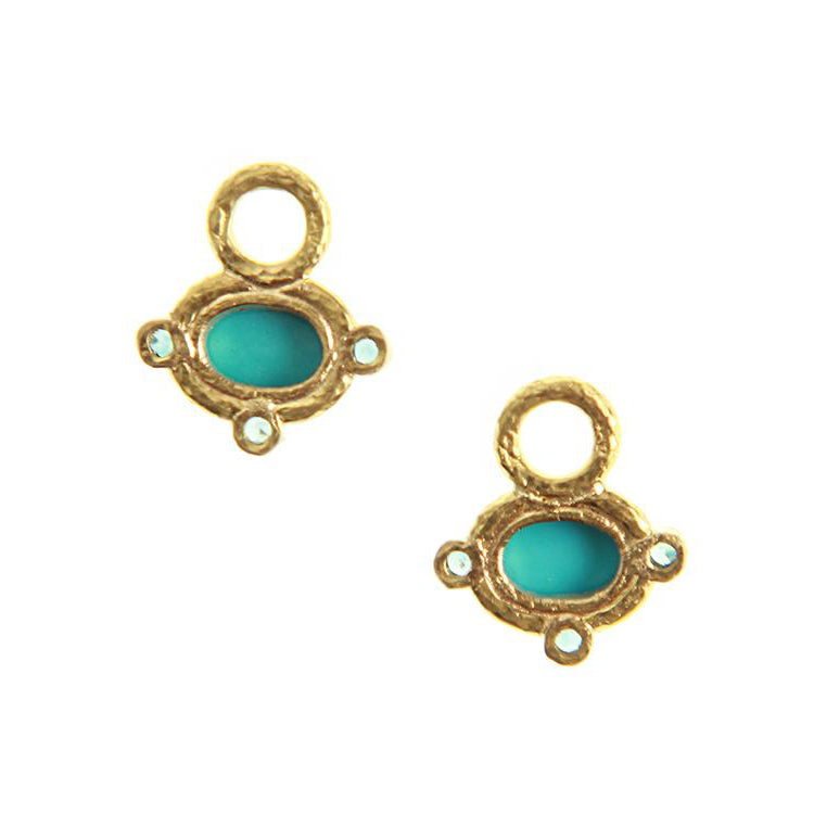 Elizabeth Locke Oval Cabochon Turquoise Earrings - Handmade Sterling Silver Dangle Charms for Women, Perfect for Weddings, Parties & Special Occasions