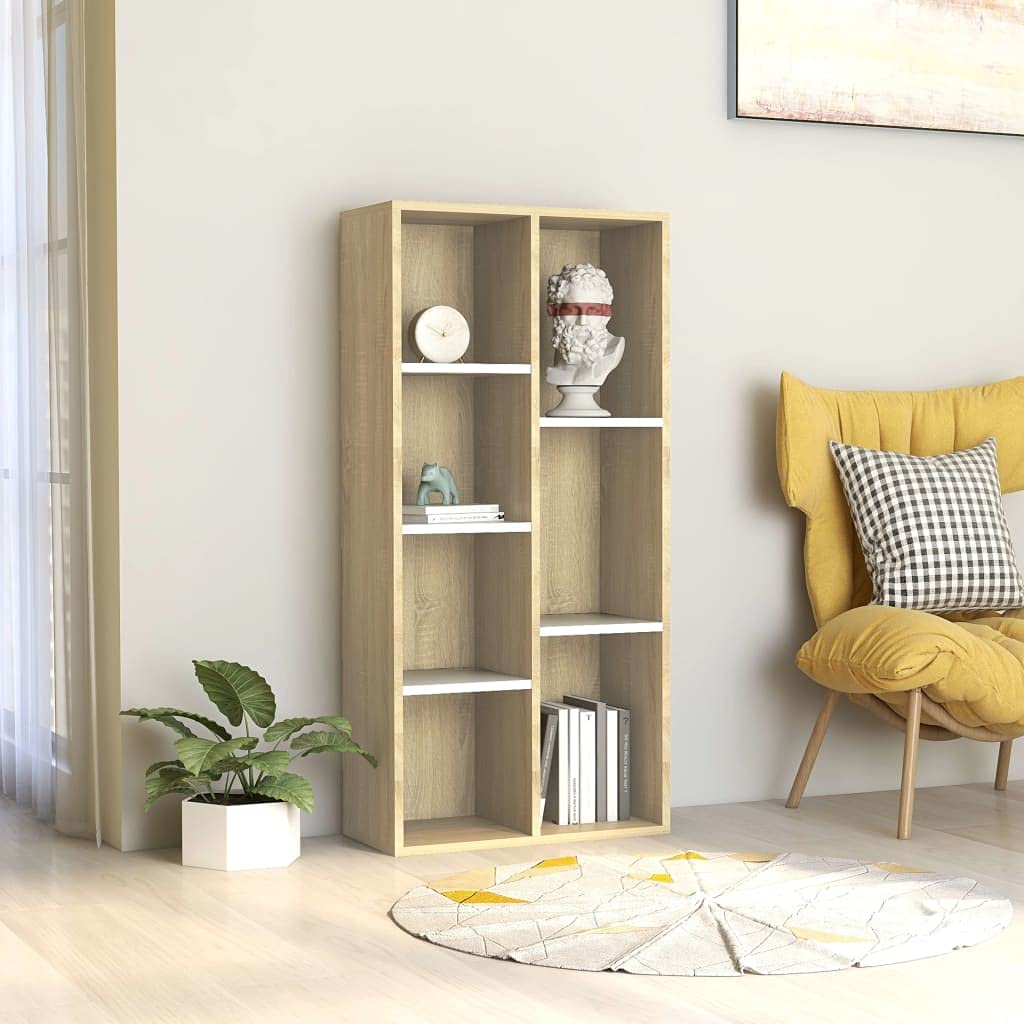 White & Sonoma Oak Cube Storage Cabinet - 19.7