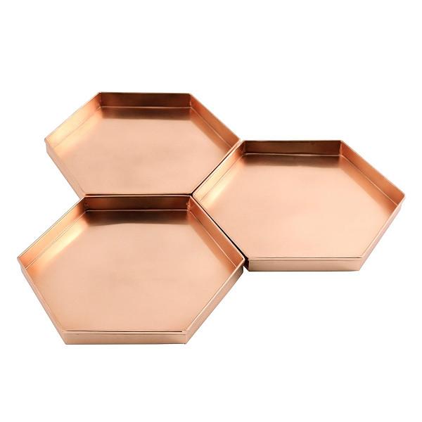 Hexagonal Copper Trays - Elegant Handmade Home Decor for Serving, Display & Organizing | Perfect for Dining, Coffee Tables & Bathroom Storage