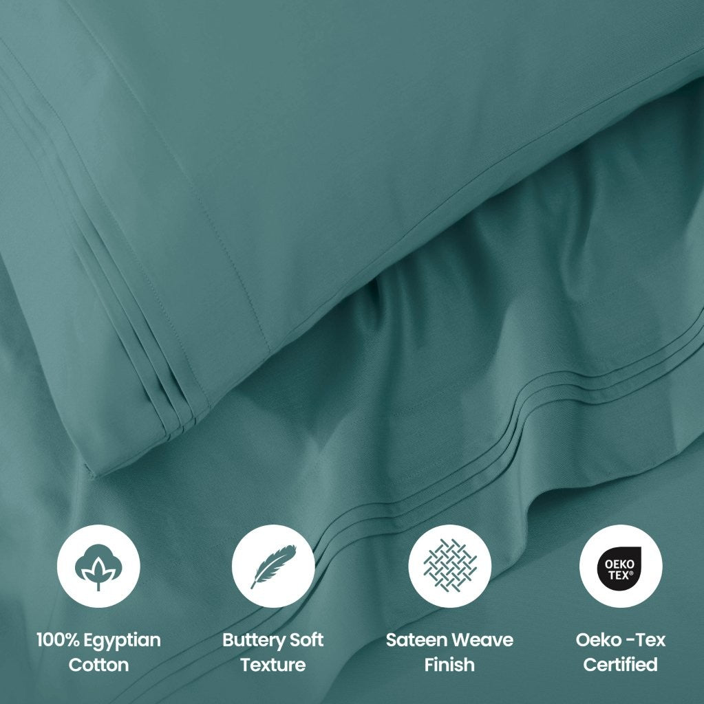 Premium 1000 Thread Count Egyptian Cotton Sheet Set - Eco-Friendly, Breathable & Hypoallergenic - Perfect for Luxury Bedding & Hot Sleepers