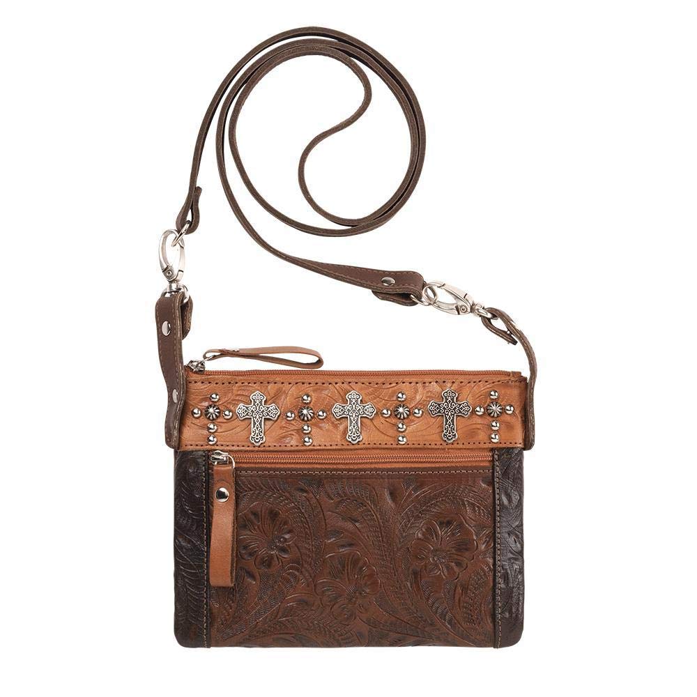 **American West Women's Trail Rider Crossbody Bag – Chestnut Brown Leather – Perfect for Hiking, Travel & Everyday Use**