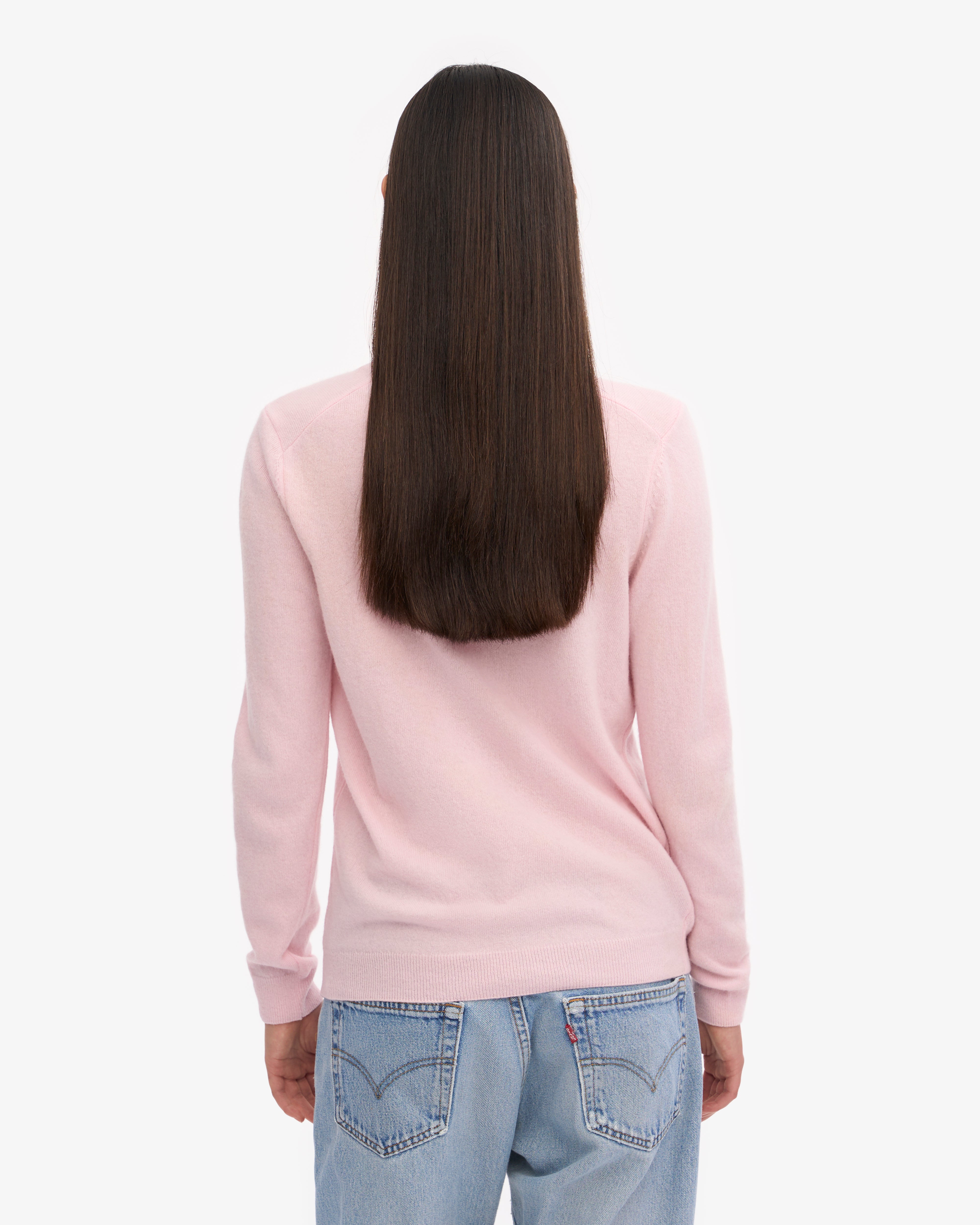 Women's Lightweight Merino Wool Crew Neck Sweater in Faded Pink - Cozy Winter Layering & Casual Office Wear