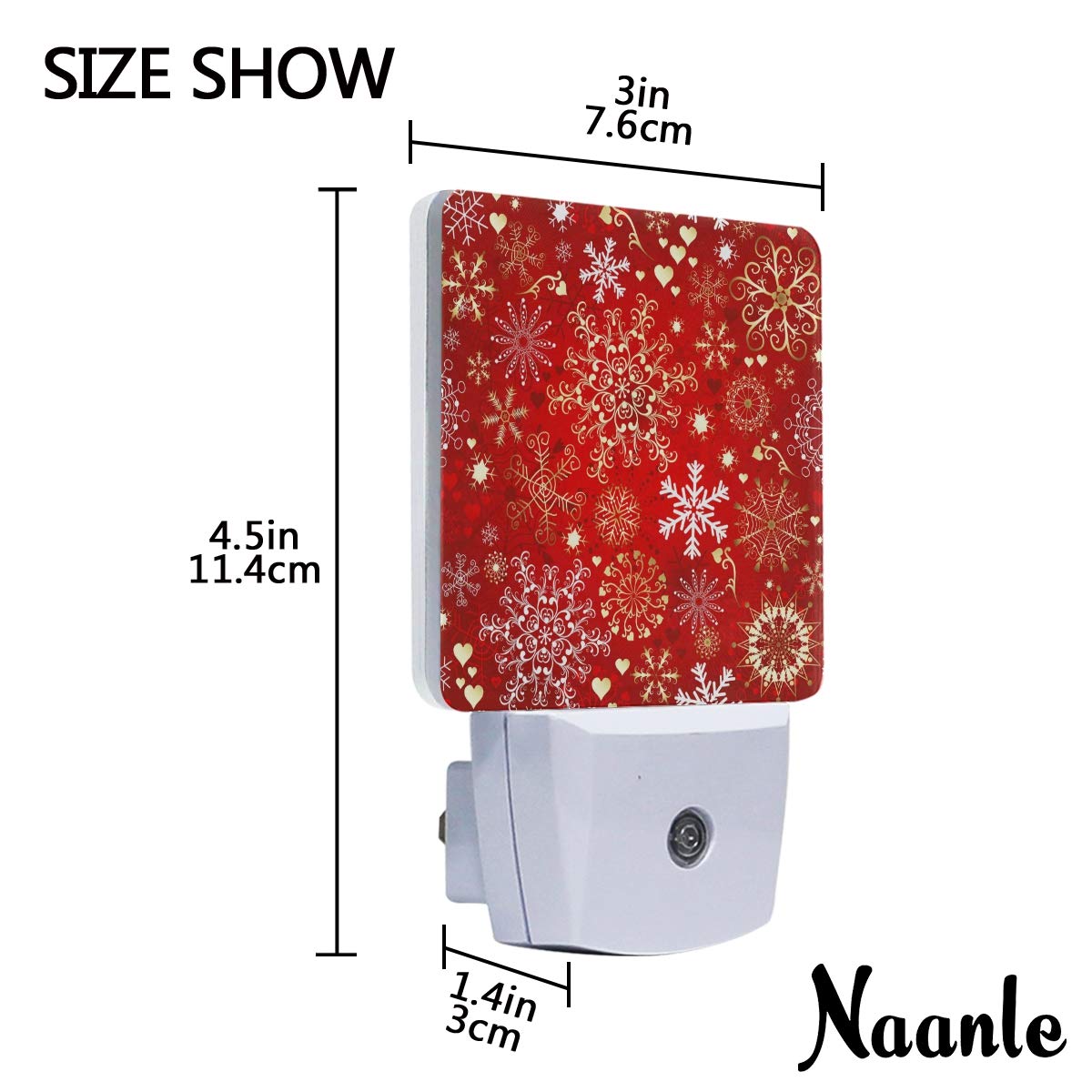 2 Pack Naanle Christmas Snowflake LED Plug-in Night Light with Dusk to Dawn Auto Sensor - Perfect for Hallway, Bedroom, Bathroom & Kitchen Emergency Lighting (Holiday Decor & Nighttime Safety)