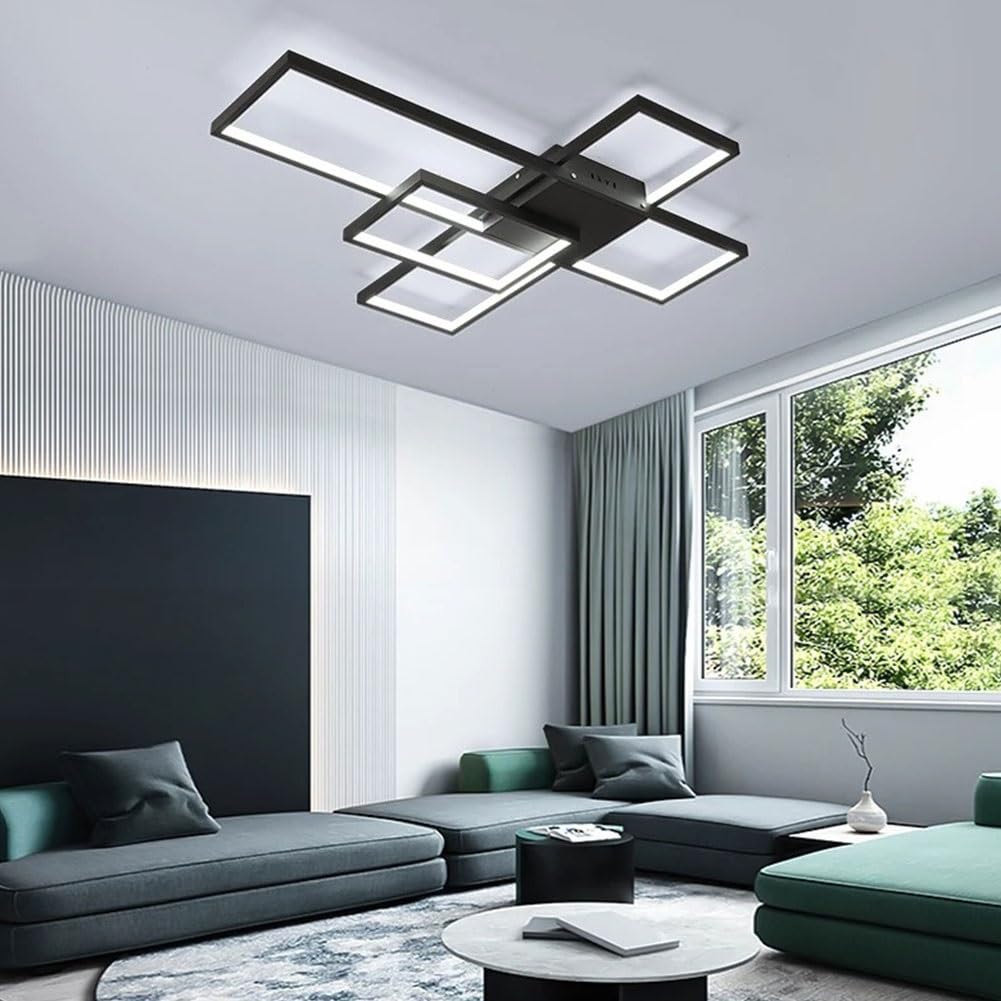 Modern Rectangle Acrylic Dimmable LED Pendant Light with Remote Control - Close to Ceiling Fixture for Cloakroom, Living Room, Bedroom, Kitchen, Hotel & Restaurant (Color Options) | Energy-Efficient Lighting Solution for Contemporary Home & Commercial Spaces