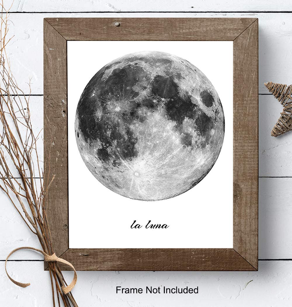 La Luna - Full Moon Wall Decor - Celestial Astronomy Art - Unique Lunar Photo Print - Perfect for Home, Office & Astronomy Gifts - Moon Phase Wall Art for Bedroom, Living Room & Nursery Decor