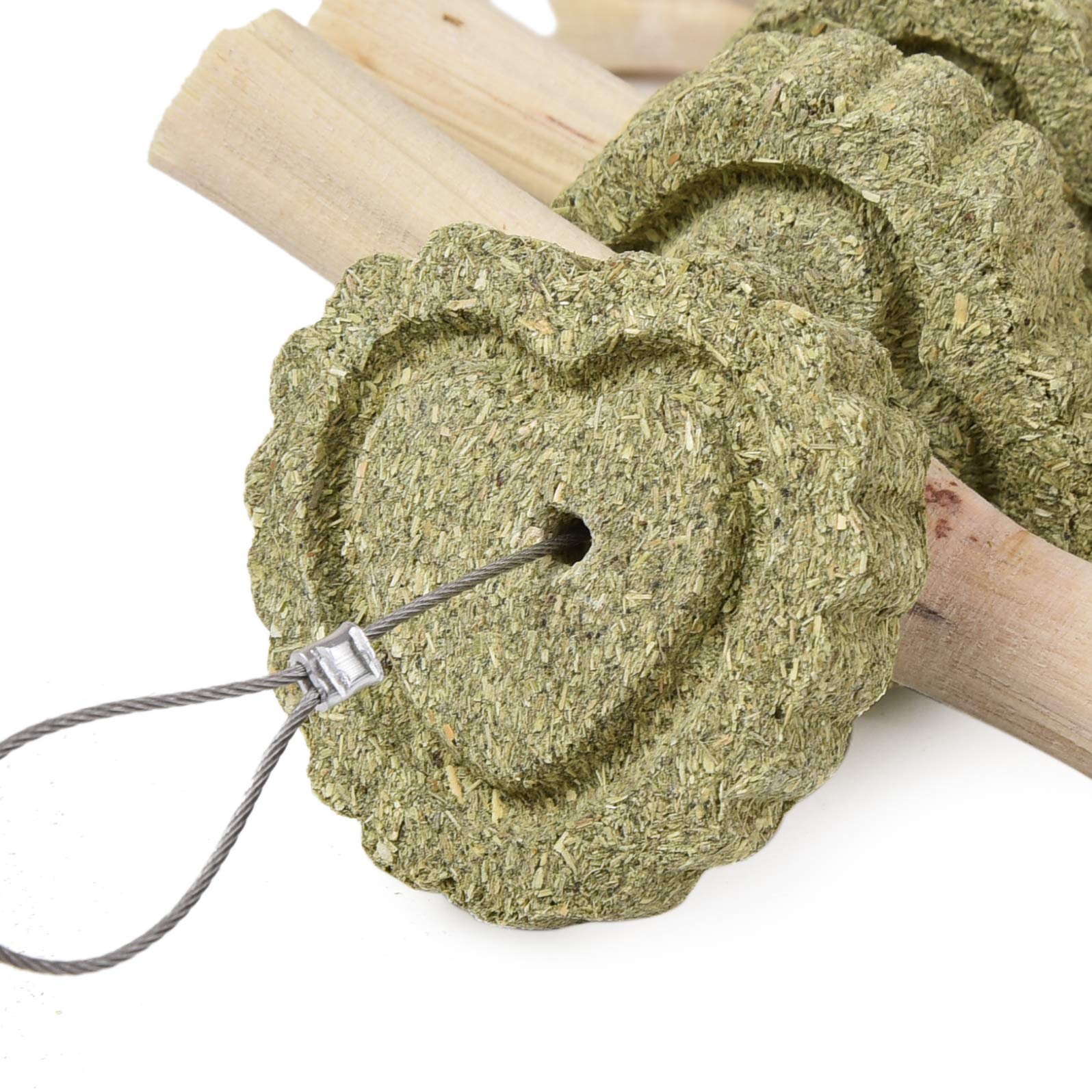 Natural Alfalfa Chew Toys for Rabbits, Hamsters, Guinea Pigs & Chinchillas - 4 Pack Dental Care Molar Treats with Sweet Bamboo - Hanging Small Pet Teeth Health Toys for Cage Enrichment & Stress Relief