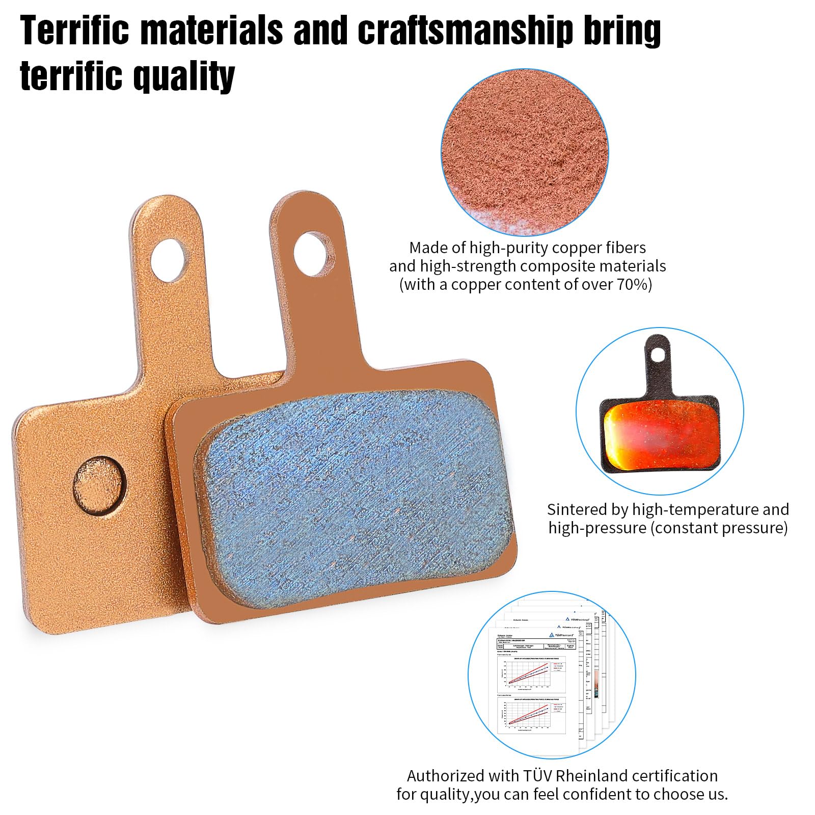 2 Pairs Sintered Metal Bike Brake Pads - Compatible with TRP, Tektro, Shimano MT200 M355 M446 M315 M365 - High-Performance Brake Pads for E-Bikes, Electric Scooters & Mountain Bikes - Perfect for Commuting, Off-Road & Urban Riding