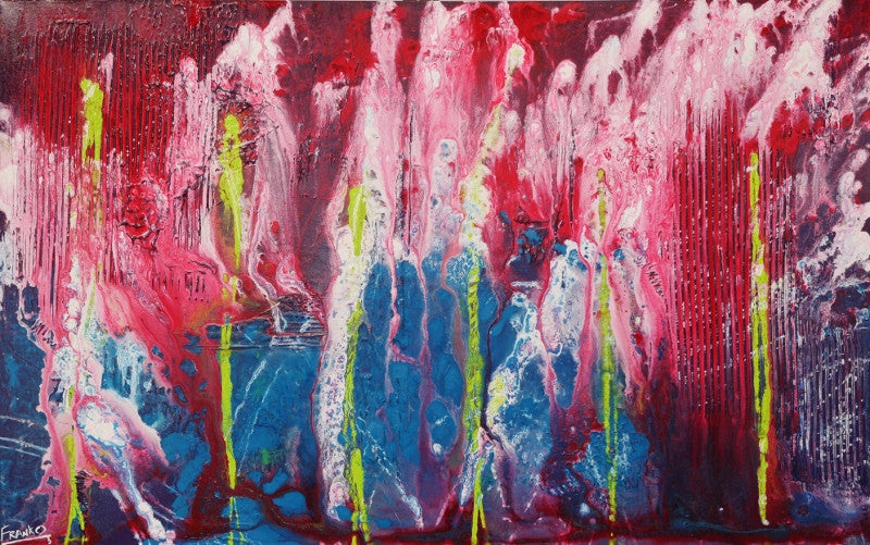 Abstract Pink Blue Wall Art - Modern Canvas Painting for Home & Office Decor - Perfect for Living Room, Bedroom, or Workspace