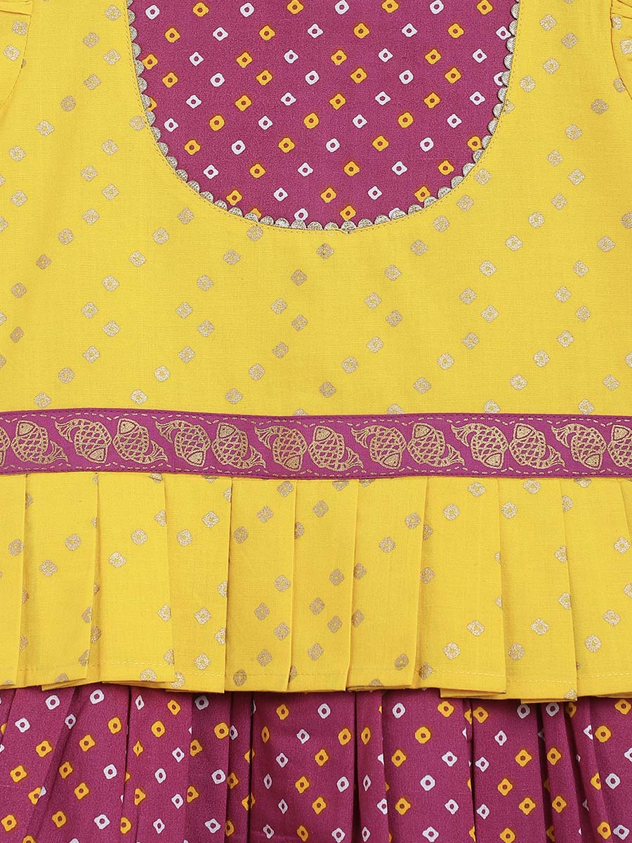 Purple Bandhani Pattu Pavadai for Girls | Traditional Indian Silk Skirt | Perfect for Festivals, Weddings & Cultural Events