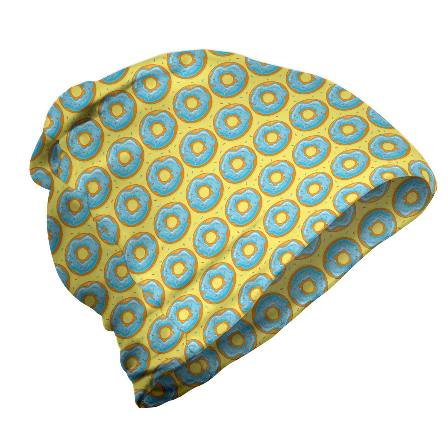 Ambesonne Unisex Beanie - Glazed Donuts & Sprinkles Design - Warm Winter Hat for Men & Women - Perfect for Hiking, Outdoor Activities & Cold Weather Fashion