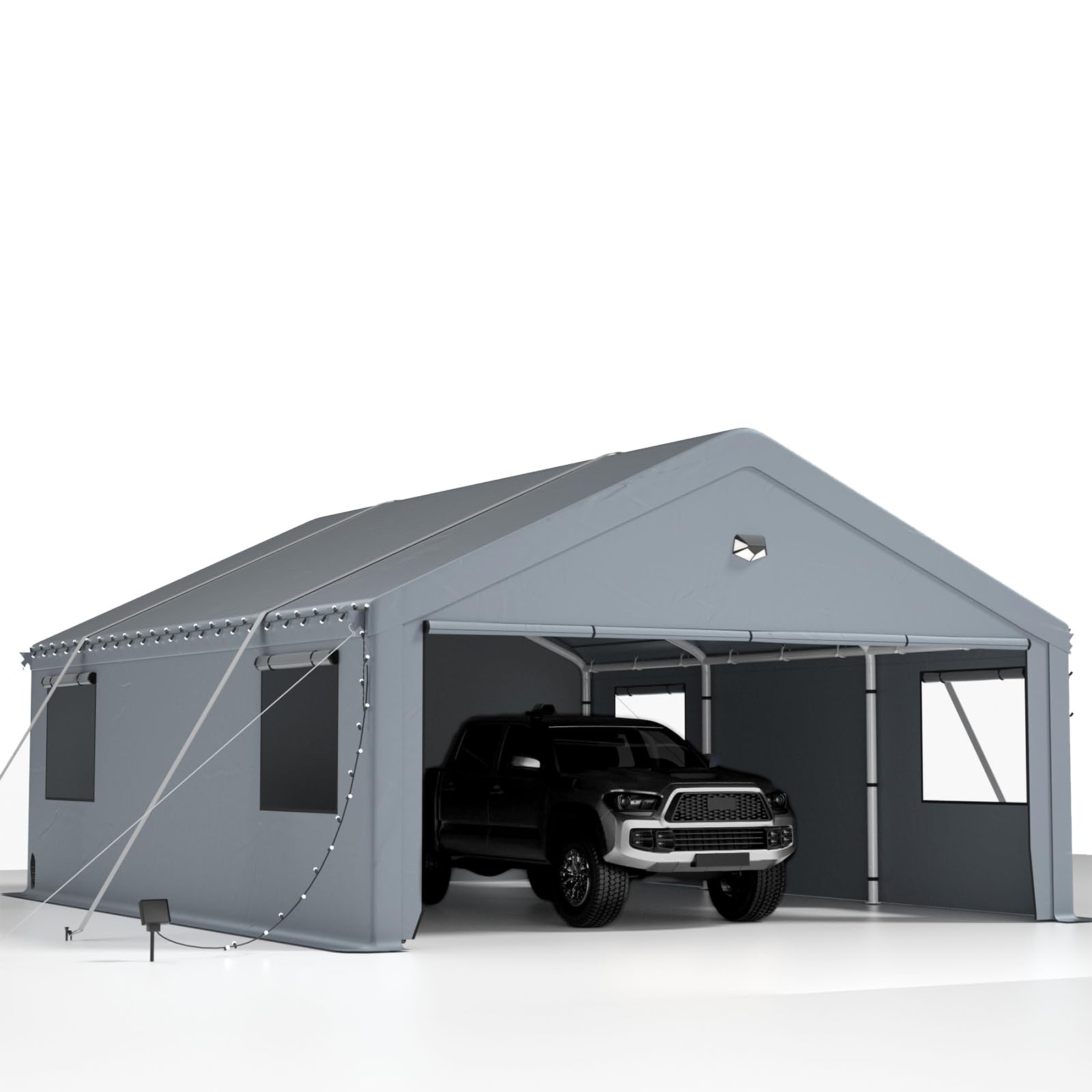 12x20 Heavy Duty Carport with 180G Removable Side Walls - Portable Car Shelter Canopy for All Weather Protection (Gray) | Perfect for Vehicle Storage, Outdoor Events & RV Cover