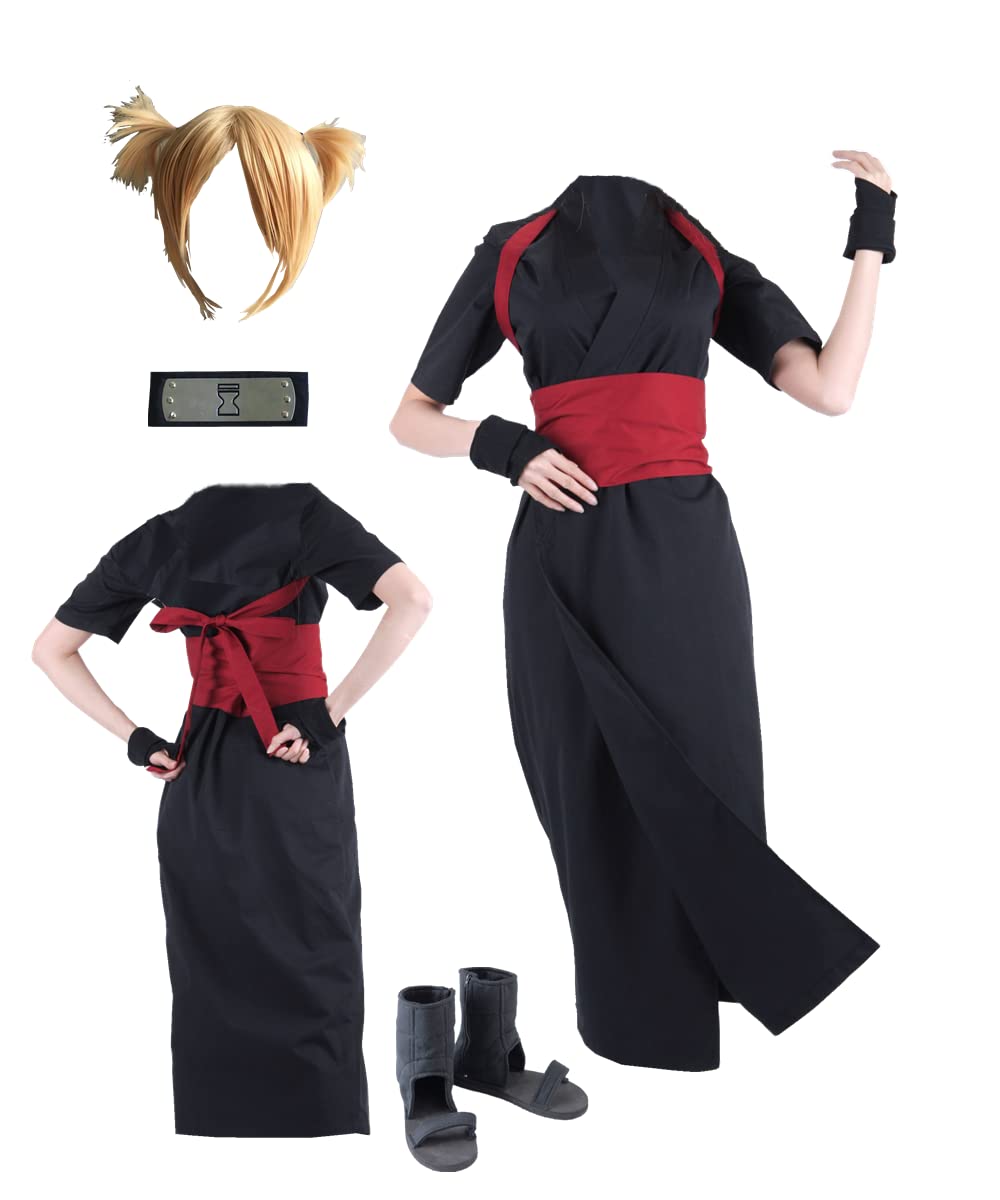 Adult Anime Temari Cosplay Costume - Black Kimono with Yellow Wig for Women | Halloween, Cosplay Events & Anime Conventions