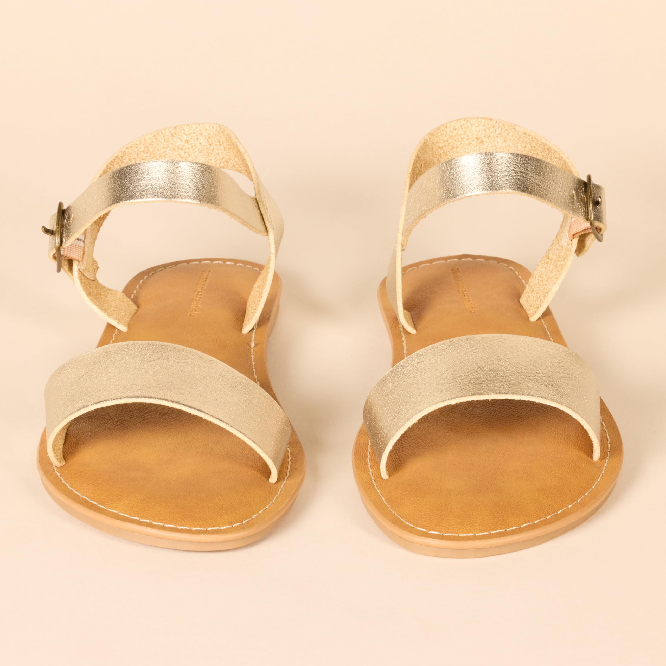 Amazon Essentials Women's Two Strap Buckle Sandals - Comfortable Casual Summer Shoes for Beach, Walking & Outdoor Activities