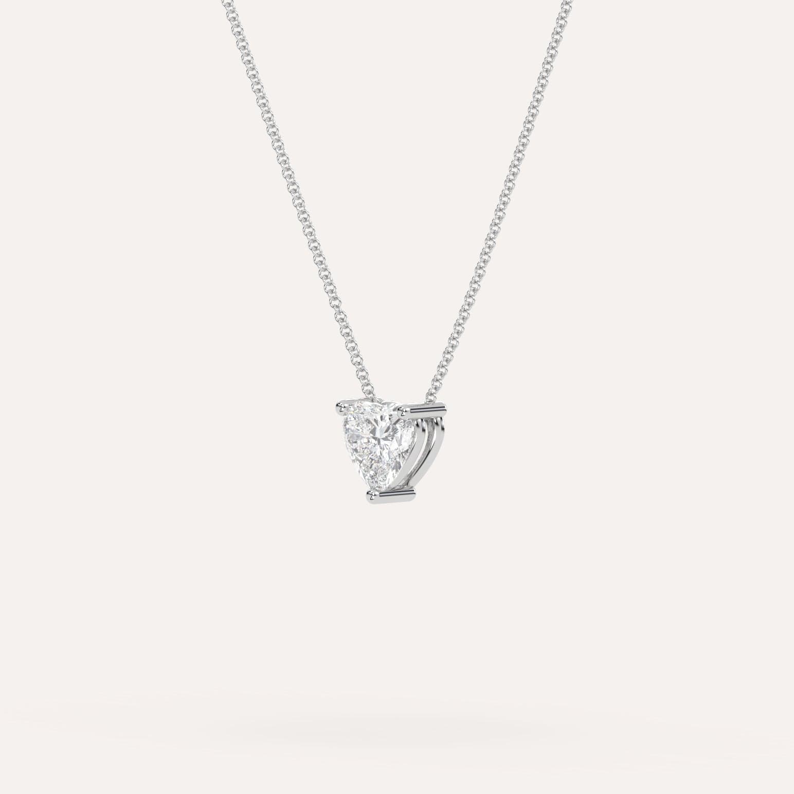 1 Carat Heart-Shaped Floating Diamond Necklace for Women - 14K White Gold Dainty Pendant Jewelry Gift for Anniversary, Valentine's Day & Special Occasions