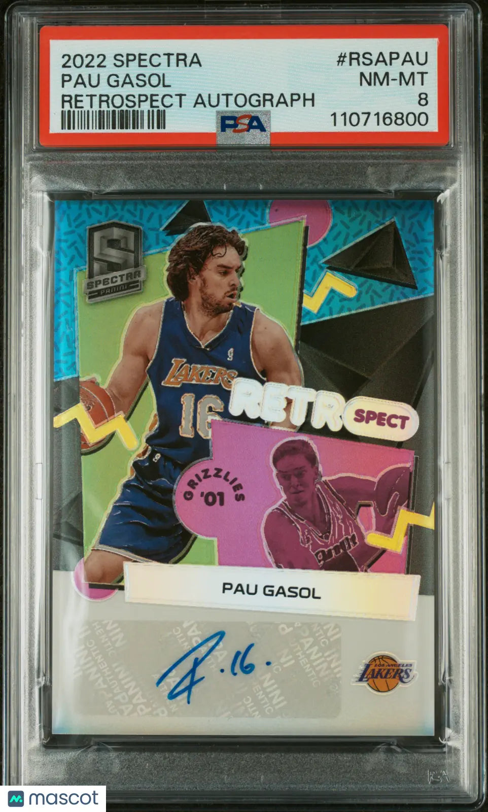 2022 Panini Spectra Retrospect Pau Gasol Autographed Basketball Card PSA 8 /99 - Rare Collectible for NBA Fans & Sports Memorabilia Enthusiasts